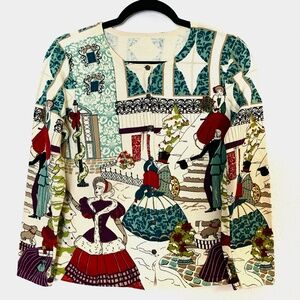 Womens Christmas Winter Theme Cardigan Sweater Medium? Whimsical Embellished